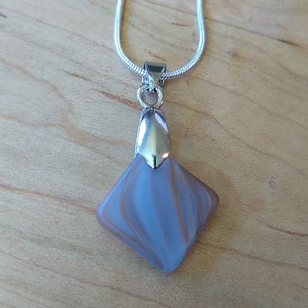 Handmade Glass Pendant w/ Chain - Picture 4 of 4